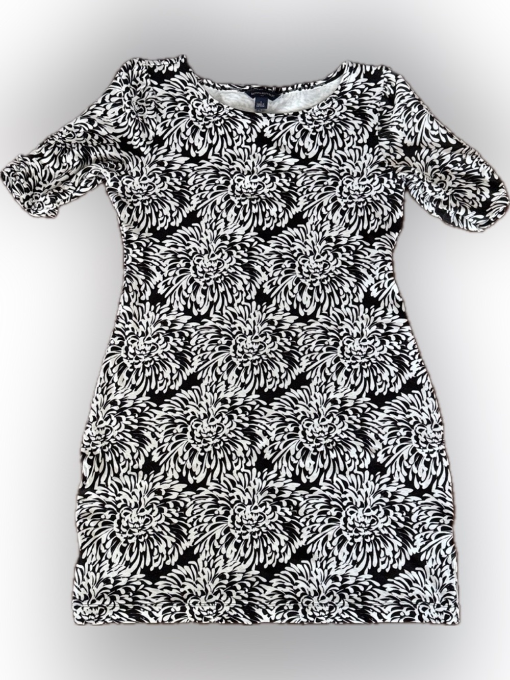 BANANA REPUBLIC DRESS TOP MINI SHIFT TUNIC STRETCH BLACK WHITE S (or M) 209955